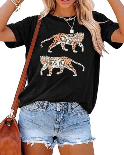 Tiger Shirt Women Vintage Animal Graphic Funny Novelty T-Shirt Casual Short Sleeve Tee Summer Fit Tops