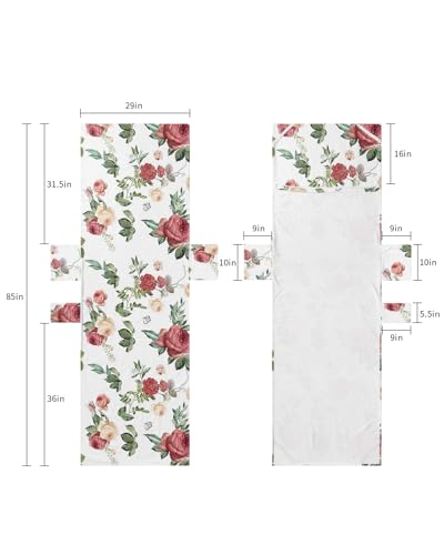 Red Spring Floral Beach Lounge Chair Towel Cover, Soft Chaise Lounge Towel with Side Pockets Patio Pool Chairs Cover for Beach/Pool Sunbathing 29x85 Summer Botanical Flowers Watercolor