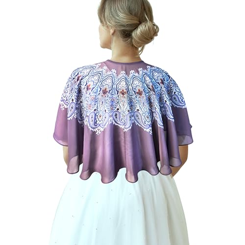 Women's Paisley Chiffon Cape Shawl – Lightweight Sheer Capelet Shrug Wrap for Dresses, Weddings & Parties2