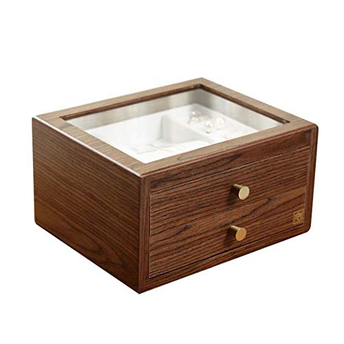 Caja De Almacenamiento De Escritorio De Madera Doble Cajón Pantalla De Madera Joyería Caja De Madera