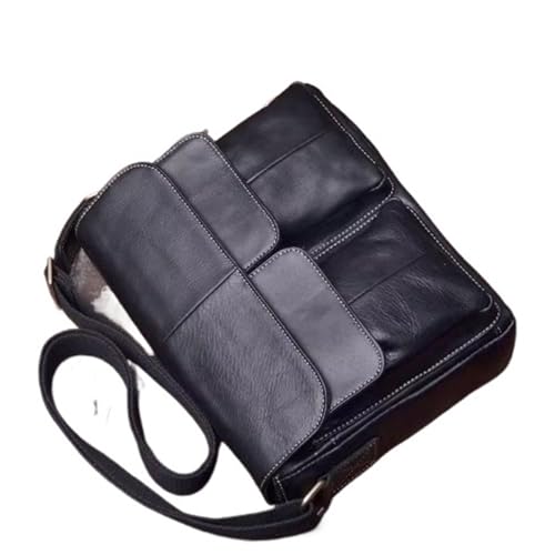 15in Crossbody Bag with Strap, Leather, Waterproof, Men Shoulder Messenger Backpack, Small, for Business Travel Work