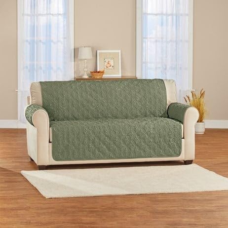 S M Ent. Embossed Ogee Pattern Furniture Cover-Loveseat-Green