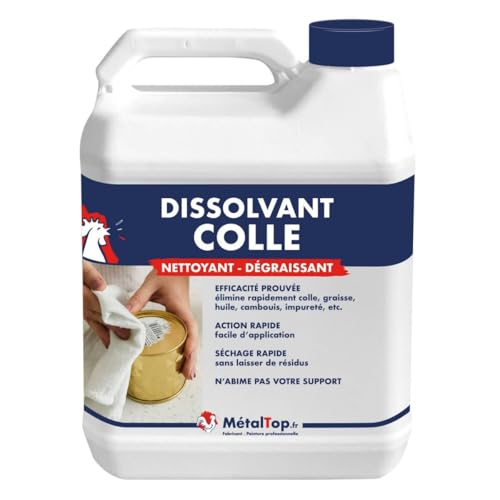 Metaltop - Dissolvant Colle - 5 L - Elimine et dissout colles, adhésifs et étiquettes. Adapté pour le verre, le métal, le plastique
