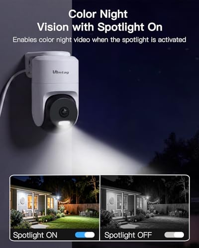 Image of VIMTAG Pan /Tilt Outdoor Security Camera, 2.5K 4MP WiFi Home CCTV Camera, 360 View & Motion Tracking, Color Night Vision, 2-Way Audio, AI Detection Alarm, IP66, Cloud & SD Card Storage, Works w /Alexa