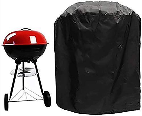 F Fellie Cover Grill Abdeckhaube, Grillabdeckung wasserdichte Runde Barbecue Cover im Freien mit Kordelzug und Schnallenclips 75x70cm, Schwarz