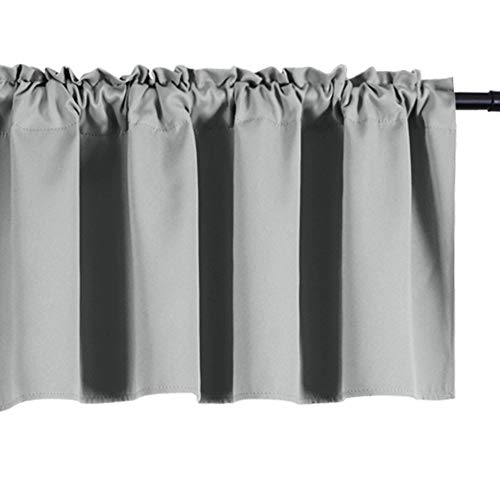 KEQIAOSUOCAI Grey Window Valances for Kitchen 52W x 18L-Light Gray Valances for Basement Bathroom