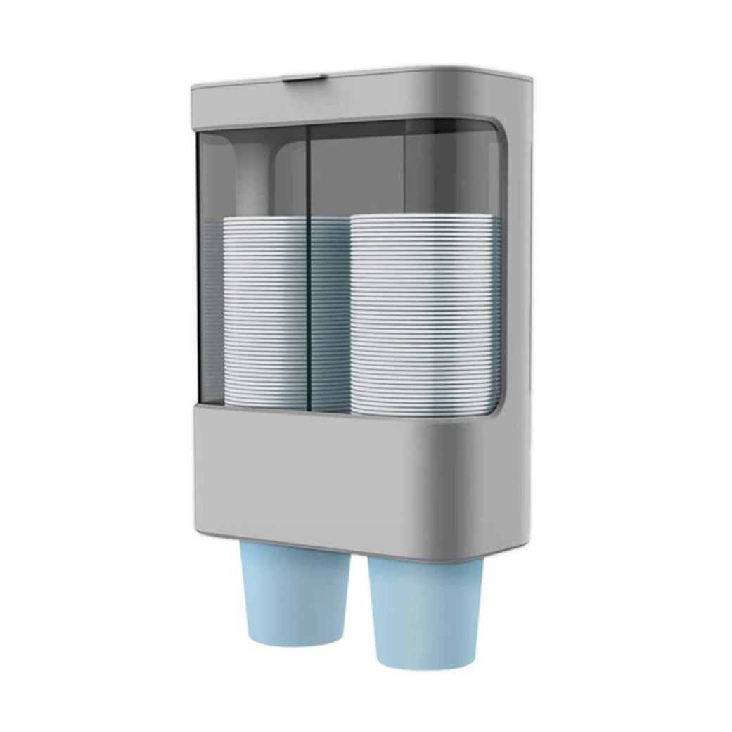 PithCogent wall mounted cup dispenser|Cup Dispenser Pull Type Holder Wall Mounted Double Tube Disposable Cups Grey