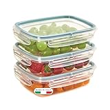 Snips - Set 3 Contenitori per Alimenti 0,6L Trasparenti, Coperchio Salva Freschezza con 4 Chiusure di Sicurezza - Contenitore per Cibi 18,4x14x8 Frigorifero, Microonde e Lavastoviglie, Made in Italy