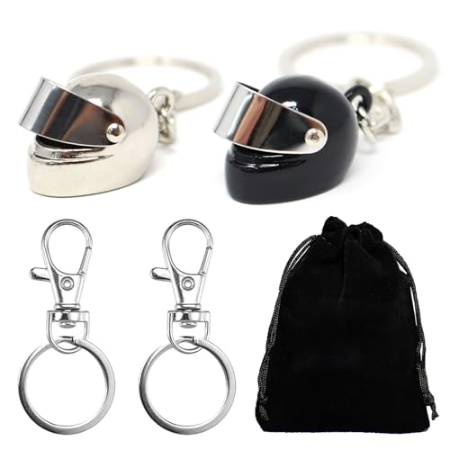 Llavero de casco de motocicleta para hombre, paquete de 4 ideas de regalo de llavero para motociclistas, accesorios de locomotora, gadget para hombre y mujer en cumpleaños (2 cascos regulares 2)