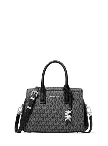 Michael Kors Laila Extra Small Crossbody Bag, Silver-Tone Hardware/Signature Coated Twill/Black