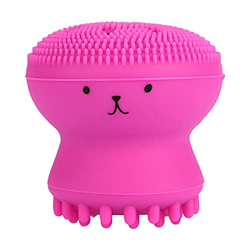 Tiiyee Silicone Facial Cleansing Brush, Jellyfish Exfoliating Brush Face Exfoliator Scrubber Handheld Massaging Cute Small Octopus Shape Cleanser Skin Massage Baby Shampoo for Men Women