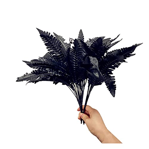 4 Pack Black Artificial Boston Fern Plants,14"Tropical Bushes Faux Plants Shrubs Greenery For House Office Garden Indoor Outdoor Décor ,Vase Filler,Dried Flowers Arrangement, Floral Home Decor #TOP2