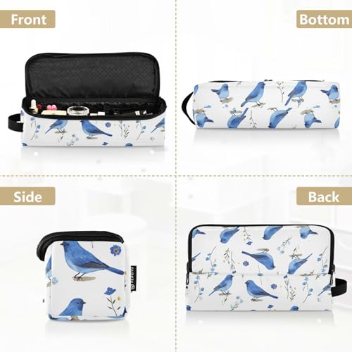 Bolso de viaje para herramientas de cabello con diseño de pájaros azules, flores y funda resistente al calor para planchas y rizadores miniatura 5