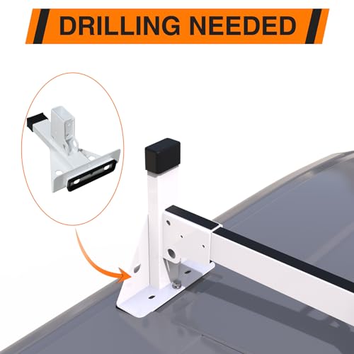 Image of Steel Cargo Van Roof Ladder Rack Fit for RAM ProMaster 2013-2026 White 2 Bars