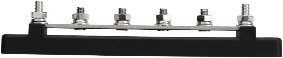 Bus Bar 6 Terminal Marine Power Distribution DC 12V-48V Distribution Block M6 Screw Power Distribution Block for Boat(Black)