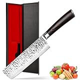 imarku 7-inch Nakiri Knife, Razor Sharp Chef Knife, Hand-Forged Vegetable Knife, SUS440A Japanese Stainless Steel Meat Cleaver, Kitchen Knife with Ergonomic Handle, Chopping Knife with Gifts Box