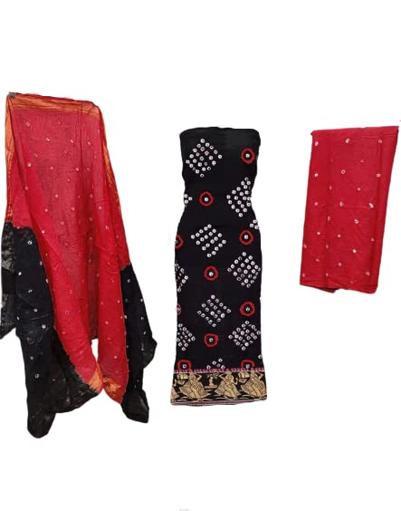 Dharmik Fashion women's jaipuri bhandhani cotton suit dress material