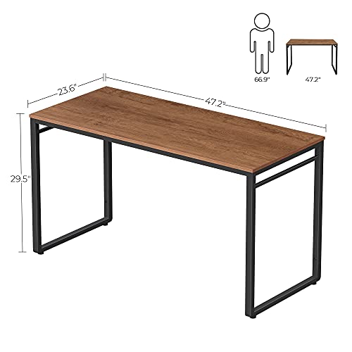 Vasagle Alinru Computer Desk, Office Desk With 8 Hooks, For Study, Home Office, Easy Assembly, Industrial Design, 47.2 X 23.6 X 29.5 Inches, Walnut Brown And Black Ulwd058B08 #TOP2