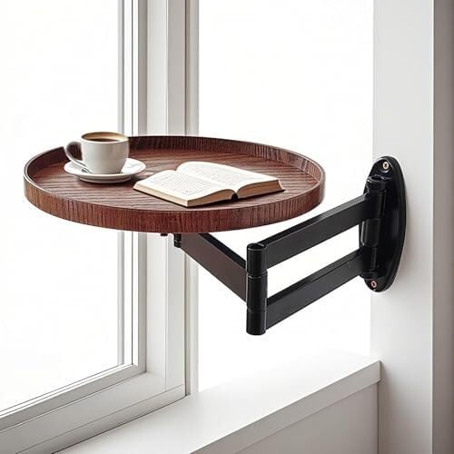 Table pliante murale haut de gamme avec bureau rotatif 180° finition noyer