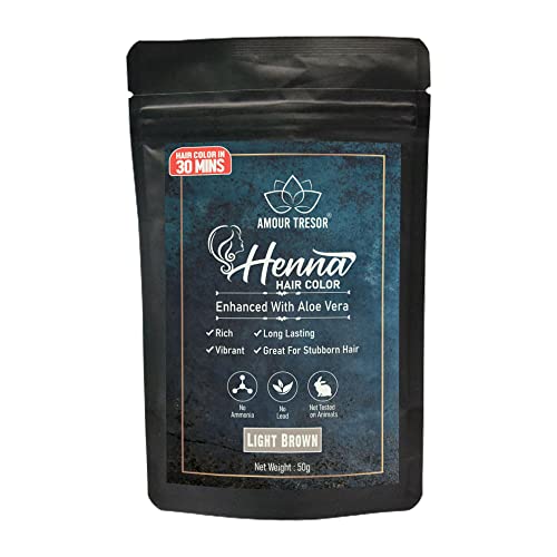 Amour Tresor 30 Minute Henna Hair Color Infused with Goodness of Herbs. Ammonia Free Hair Dye (Pack of 1, Light Brown)