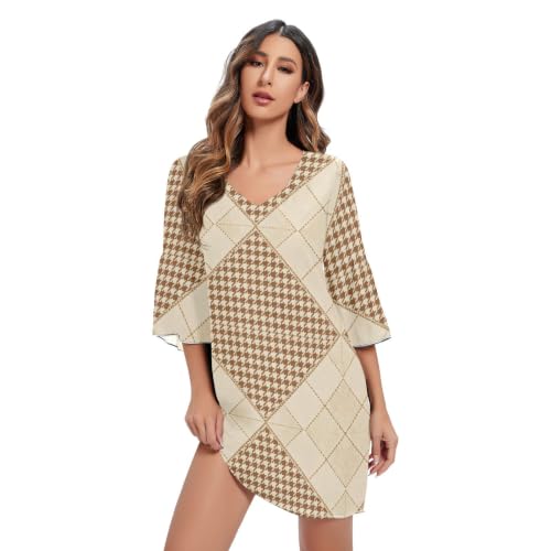 Robe d'été évasée en mousseline de soie douce et respirante à col V