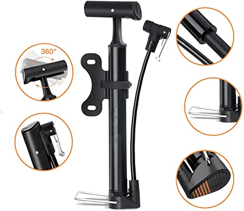 Brgood Mini Bike Pump 160Psi, Portable Bicycle Air Pump, Fits Presta/Schrader/Dunlop Valve, Frame Mounted Bike Pump With Tire Repair Kit, For Bikes, Balls #TOP2