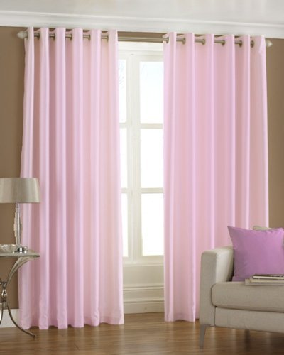 Exporthub 2 Piece Eyelet Polyester Door Curtain Set - 7ft, Light Pink