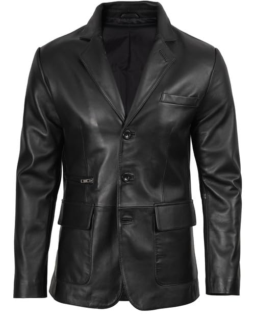 Image of Decrum Leather Blazer Men - Real Lambskin Stylish Leather Blazer for Men
