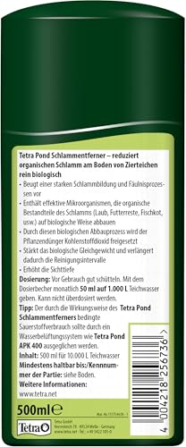 Tetra Pond Schlammentferner - reduziert Schlamm in Gartenteichen, wirkt rein biologisch, 500 ml