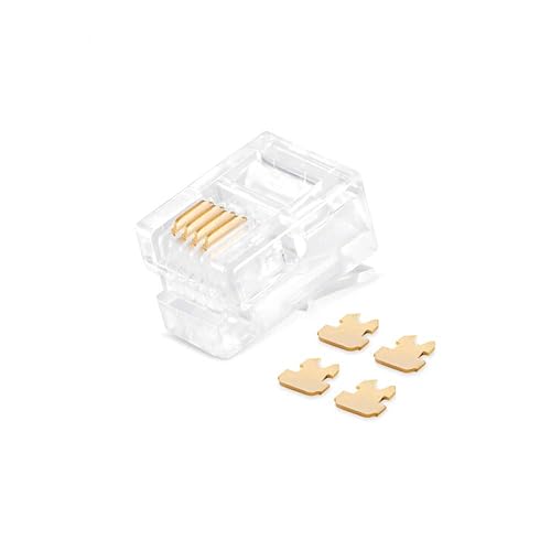 Miniatura 5 de Paquete de 100 conectores RJ11, conectores modulares de teléfono, conectores macho 6P4C