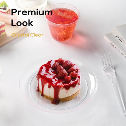 Focusline 100 Count Clear Plastic Plates 7 Inch, Disposable Plastic Salad Dessert Plates Heavy Duty- Premium Hard Plastic Plates Fancy Disposable Clear Plates For Weddings thumb #4