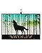 OComster Retro Wolf Forest Black Silhouettes Golf Towel with Carabiner Clip, Green Teal Ombre Wood Board Microfiber Waffle Pattern Golf Towel, Golf Accessories for Cleaning Clubs and Balls, 24x16 in