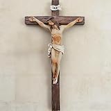 Gwezmxs Jesus Kreuz Wand, Kruzifix zum Aufhängen, Vintage Christliche Dekoration, 13x24cm