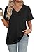 WIHOLL V Neck T Shirts for Women Loose Fit Casual Summer Tops Short Sleeve Shirts Trendy Clothing Fashion 2026 Black M