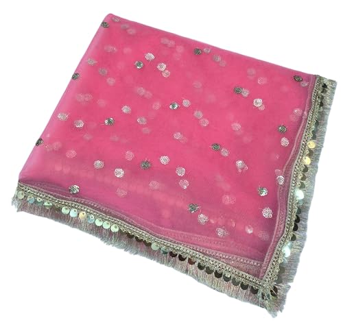 Image of Navti Creations Women's Lightweight Net Dupatta With Sequence Embroidery & Kiran Border (Length 2.25m)