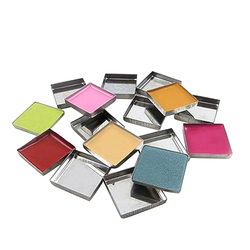 IWOWHERO 56pcs Empty Square Metal Pans for Eyeshadow Blusher Pressed Powder Makeup Cosmetics Diy Eyeshadow Tte Square Magnetic Fit