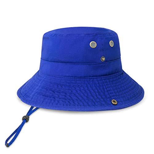CHOK.LIDS Bob en Coton Classique à Large Bord avec Cordon Ajustable Chapeau pour Le Soleil y L'extérieur et Le Voyage (Bleu) Cover