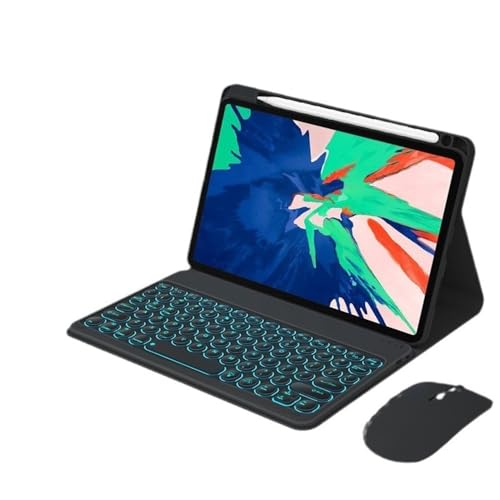Funda de silicona para iPad Air 5 con teclado retroiluminado y ratón negro