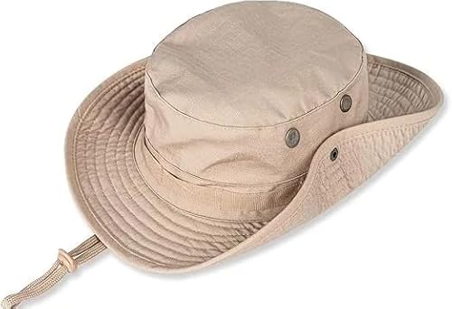 Mecus Wide Brim Sun Protection Hat for Fishing and Hiking, UPF 50+ Bucket Hat with Chin Strap and Convertible Style, Packable and Quick-Dry Outdoor Sun Hat Khaki