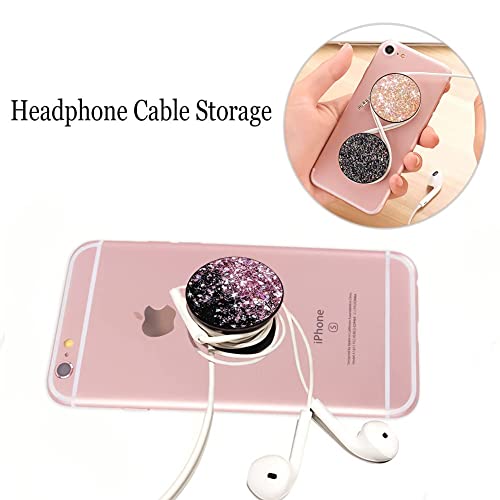 Dabubu New Version Phone Holder 3 Pack Black Purple Pink Glitter Art Expanding Grip Stand Finger Holder For Smartphone And Tablets #TOP3