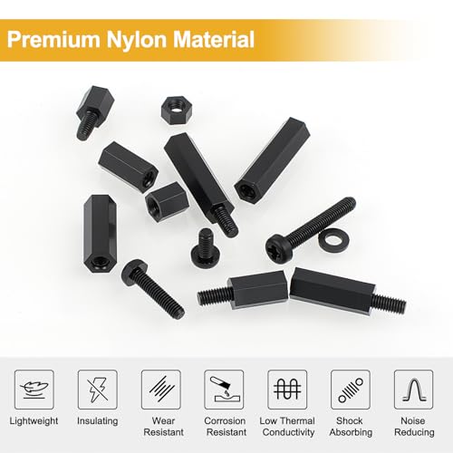 Image of Exqutoo 620Pcs M3 Male Female Hex Standoffs Screws Assortment Kit, External & Internal Threaded Standoffs Spacers, Nylon Screws, Washers, Hex Nuts Included, for PCB Motherboard, Circuit Board