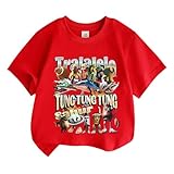 イタリアンブレインロット tシャツ 子供服 夏服 TungTungTungSahur キッズ 可愛い 半袖 丸首 柔らかい 通気性 キャラクター ップス クルーネック コットン カジュアル カラフル 男の子 女の子 おしゃれ 誕生日プレゼント (レッド,120)