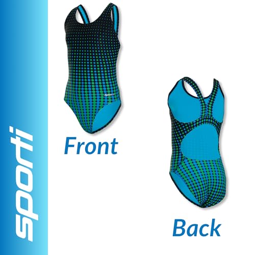 Image of Sporti Wide Strap Athletic One Piece Swimsuit for Women - Graphic Design Pattern - Swim Team Bathing Swimsuit for Competiton