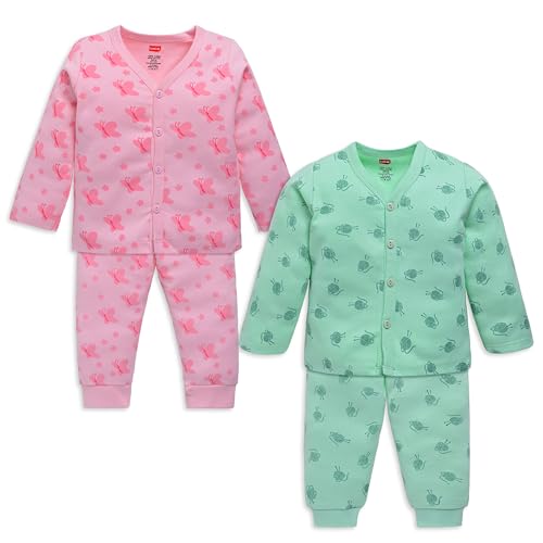 Image of LuvLap Baby Boys & Girls Full Sleeve100% Cotton Jhabla & Pyjama Sets Pack of 2