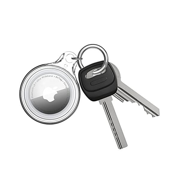 COOLQO-4-Pack-Waterproof-Air-Tag-Keychain-Holder-Case-Compatible-with-Apple-AirTag-Case-for-Dog-cat-Collar-Tracker-Key-Ring-360-Full-Body-Coverage-Hard-2in1-Shockproof-Locator-Protective-Cover-Clear 4 Pack Waterproof Air Tag Case for Dog