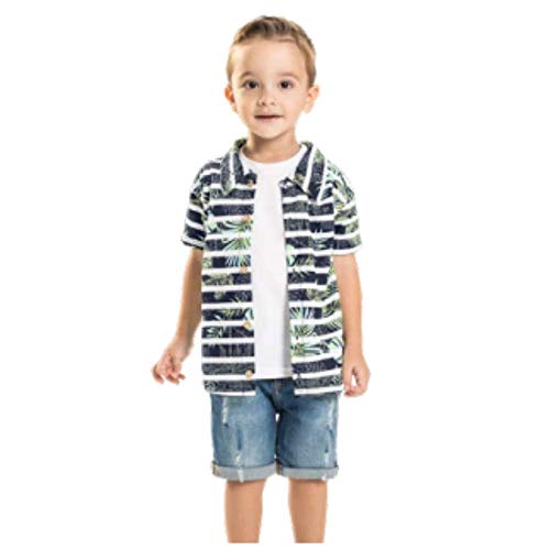 Camiseta Infantil Menino Gola Polo Estampada Azul 2
