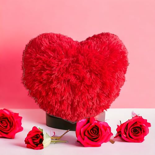 Coussin coeur Saint Valentin rouge GMM 40 x 30 cm effet 3D