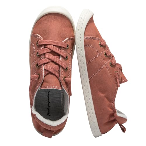 Image of FUNKYMONKEY Slip-On Canvas Sneakers for Women, Comfortable Lightweight Lace-Up Flat Casual Tennis Shoes Breathable Walking Shoes for Everyday Wear