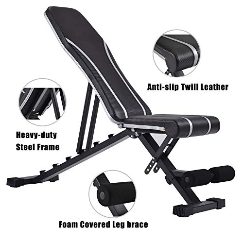 Merax Adjustable Bench,Incline Decline Weight Bench for Full Body Workout, Multi-Purpose Foldable Weight Bench Flat/Incline/Decline Bench