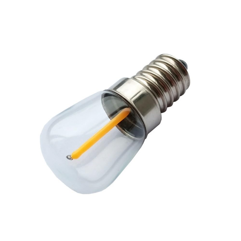 HHF Iluminación del hogar, Paquete de 50 Bombillas LED de filamento for refrigerador, T22 E14/E2, 1 W, 12 V CC, Edison, for lámpara Colgante.(White 6500K,E14 Transparent)